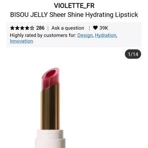 NIB VIOLETTE FR BISOU JELLY SHEER SHINE HYDRATING LIPSTICK IN AISA